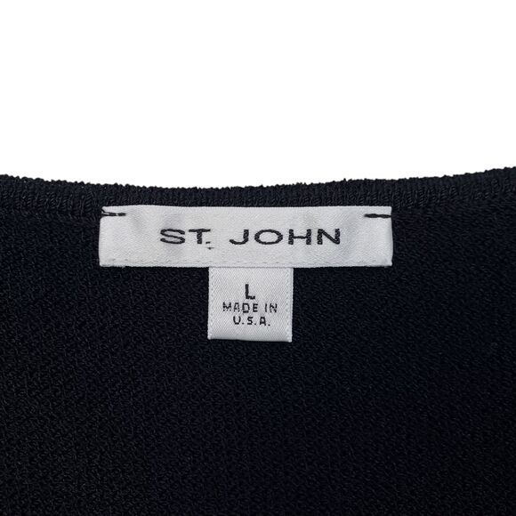 St.John Top Basic Womens Large Black Knit Sleeveless Scoop Neck Casual Pullover - Picture 3 of 6
